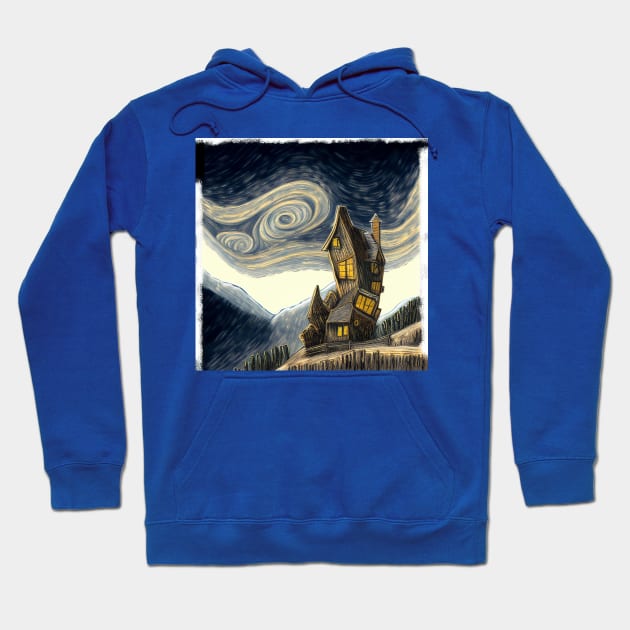 Starry Night Above The Shrieking Shack Hoodie by Grassroots Green